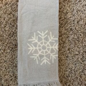 Gray Towel with Snowflake Design
